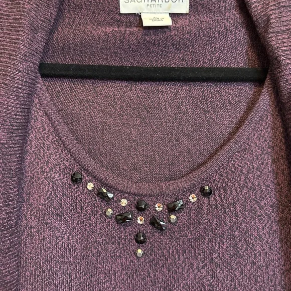 Sag Harbor Purple Cardigan with Embellishments - Picture 2 of 5